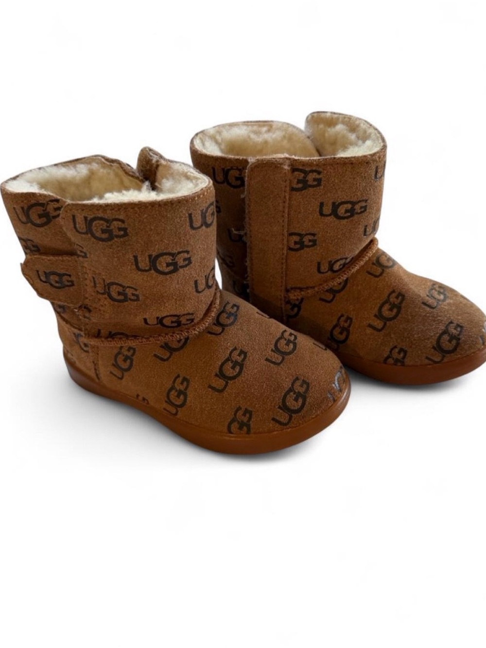 UGG Kids Logo Chestnut Brown Suede Booties